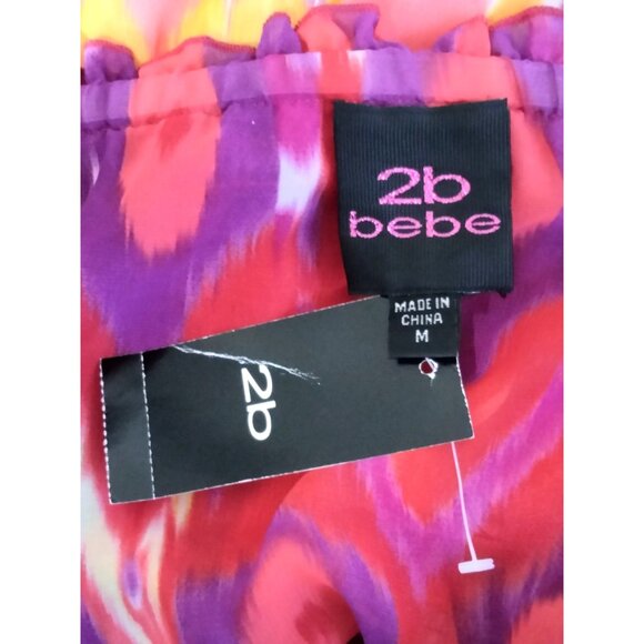 2b Bebe Strapless Maxi Dress With Beaded Top & Vibrant Boho Print Size Medium - Picture 8 of 9